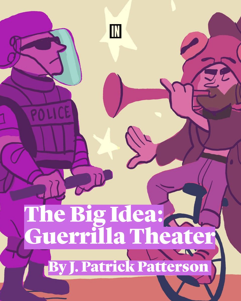 inthesetimesmag's tweet photo. Alongside protests against raids and deportations, small actions of absurdist disruption can also prove to expose the raw violence of those in power.

@leftiecowboy presents the magic of guerrilla theater in the streets.

https://t.co/7QZrQo2ol0 https://t.co/3ozUGbno2d