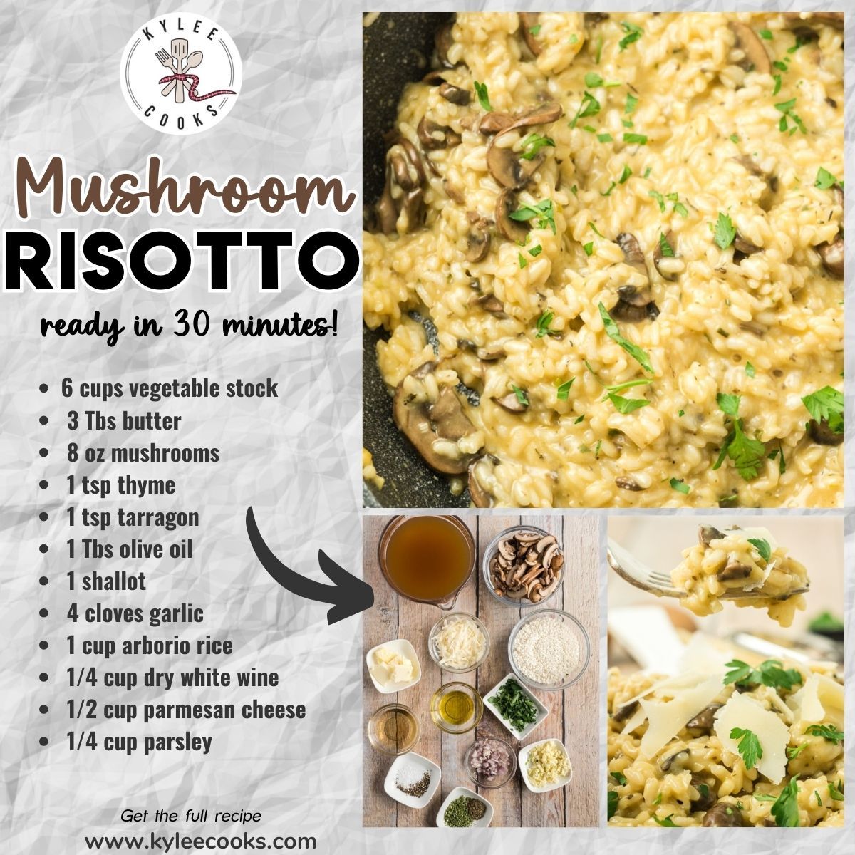 kyleecooks's tweet image. Creamy mushroom risotto made in one pan and ready in 30 minutes. This is the weeknight dinner that looks like you spent all evening cooking and absolutely did not. 🙌 #MushroomRisotto #EasyDinner #kyleecooks kyleecooks.com/mushroom-risot…