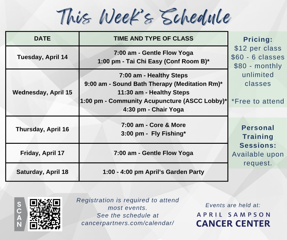 necancerteam's tweet photo. We’ve got a wonderful week lined up. We’re introducing tomorrow - Tai Chi Easy, a gentle class perfect for beginners or anyone who wants a peaceful start! April’s Garden Party &amp; Art Festival is this Saturday! Learn more and buy your tickets, go to https://t.co/zQww9owPuL https://t.co/ijViVvYGtS