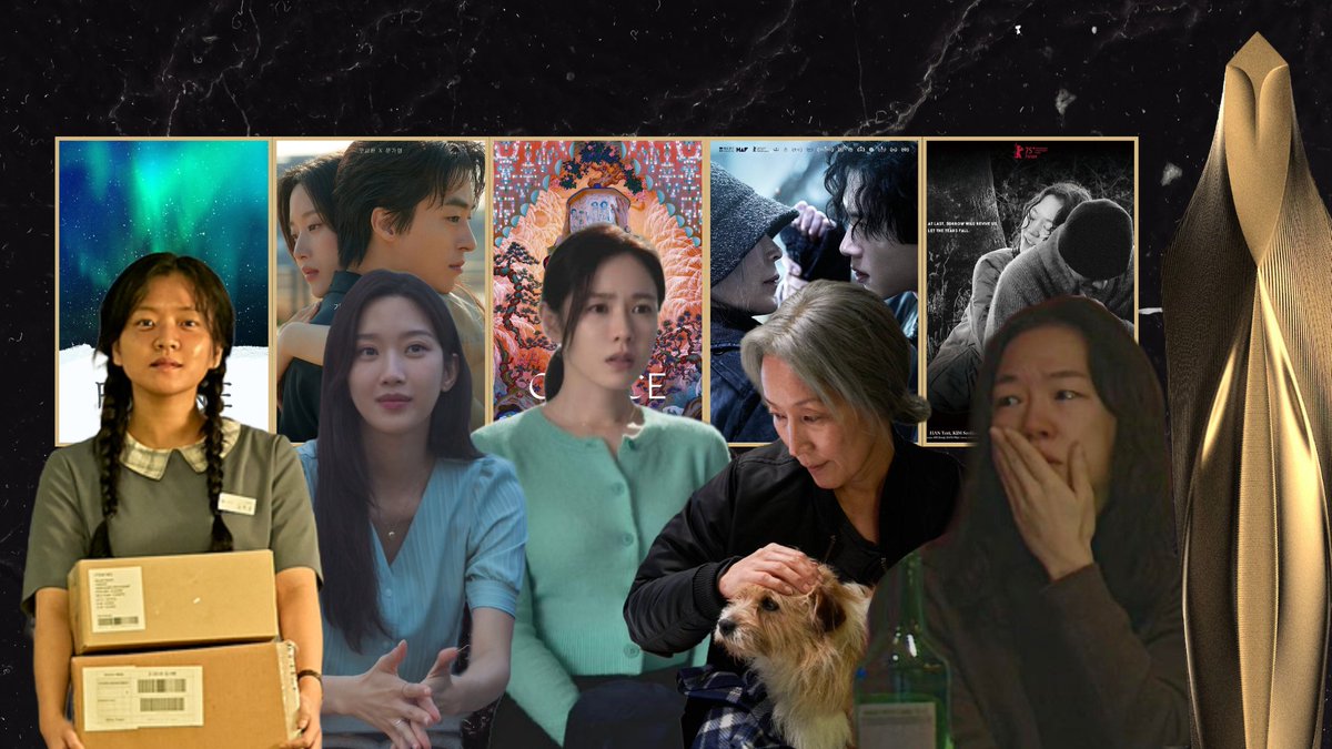 Clau595's tweet photo. MEJOR ACTRIZ 🏆✨️
#GoAhSung (#Pavane)
#MunKaYoung (#OnceWeWereUs)
#SonYeJin (#NoOtherChoice)
#LeeHyeYoung (#TheOldWomanWithTheKnife)
#HanYeRi (#SpringNight) https://t.co/jNu7Fzbb8Q