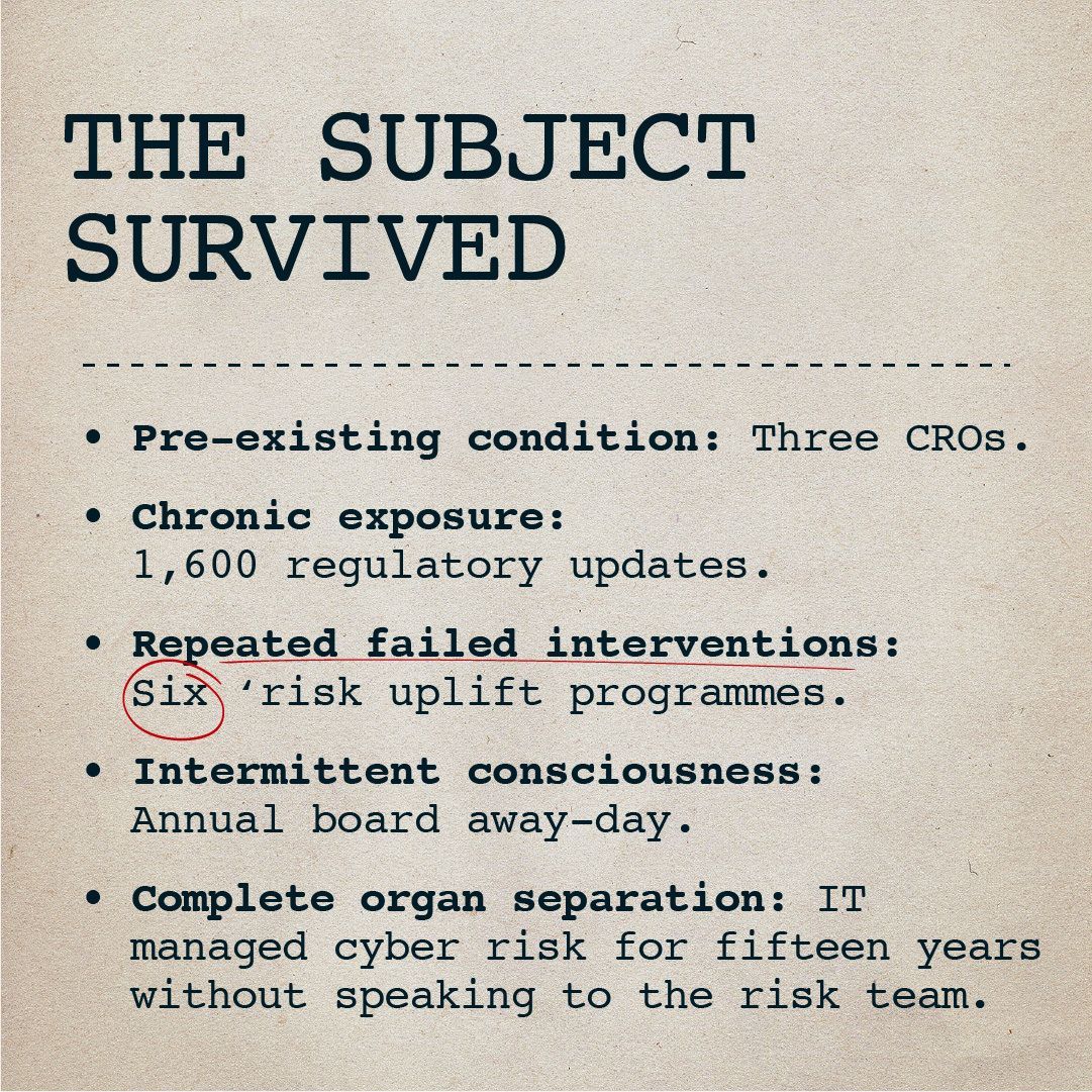 DrovaPlatform's tweet photo. The examiner's verdict is two words.

I won't spoil it. But if you've ever been in a board meeting wondering what any of the risk section had to do with anything — you already know what it says.

Slide 5. Red stamp. Case closed. 🕯 

https://t.co/iwi9Wefqkd https://t.co/jVCmmUyGll