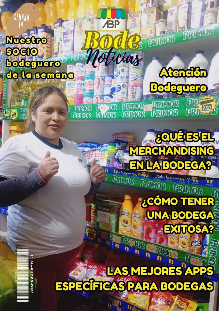 ABPBodegasPeru's tweet image. vt.tiktok.com/ZSHgX34jo/ ¡Ya está aquí el Bodenoticias de la semana!

 Esta semana te traemos información clave que te ayudará a seguir creciendo, mejorar tu negocio y estar siempre un paso adelante.

#Noticias #Peru #Bodega #Bodegueros