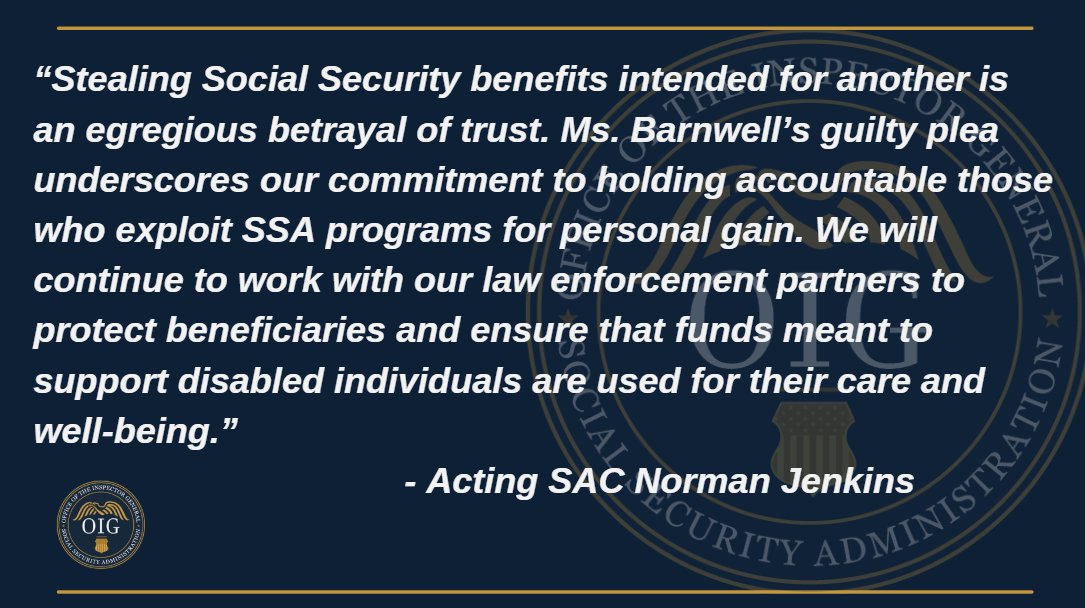 TheSSAOIG's tweet image. Florida resident sentenced 2 years for identity theft, fraud, and $96K restitution. #SocialSecurity #Fraud #Investigations Read more: ow.ly/Vn0S50YGvM3
