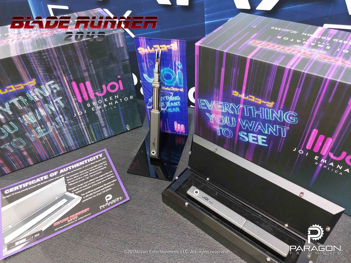 paragonfxgroup's tweet photo. Team Paragon worked directly with the studio contracted to make these pieces for the film.
Take advantage of our combo deal and save $50! In stock and ships immediately!
https://t.co/MYdrz4Ac46
#bladerunner2049 #joi #collectibles #propreplicas #paragonfxgroup https://t.co/Q4qWSYlGYj
