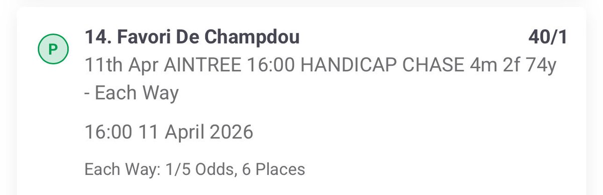 BooksterBetss's tweet photo. Huge win on the grand national with a brilliant place return at 40/1 - Favori De Champdou.
This was tipped in the FREE GROUP before the race - proof on page. 

#horseracing #aintree #grandnational https://t.co/8vhYcDxfSl