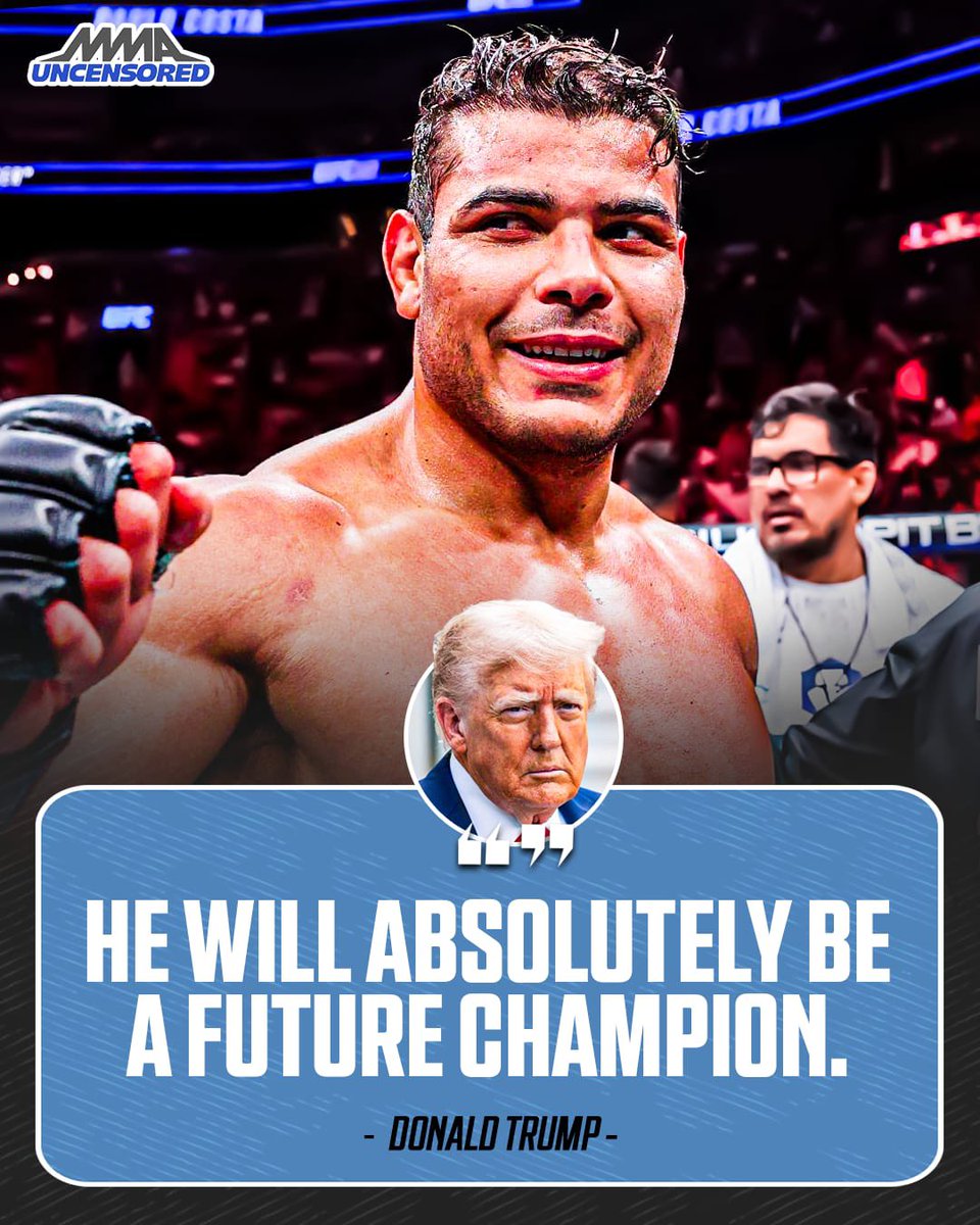 MMAUNCENSORED1's tweet image. President Donald Trump is positive @BorrachinhaMMA will become UFC champion 🏆
#UFC327 #UFC