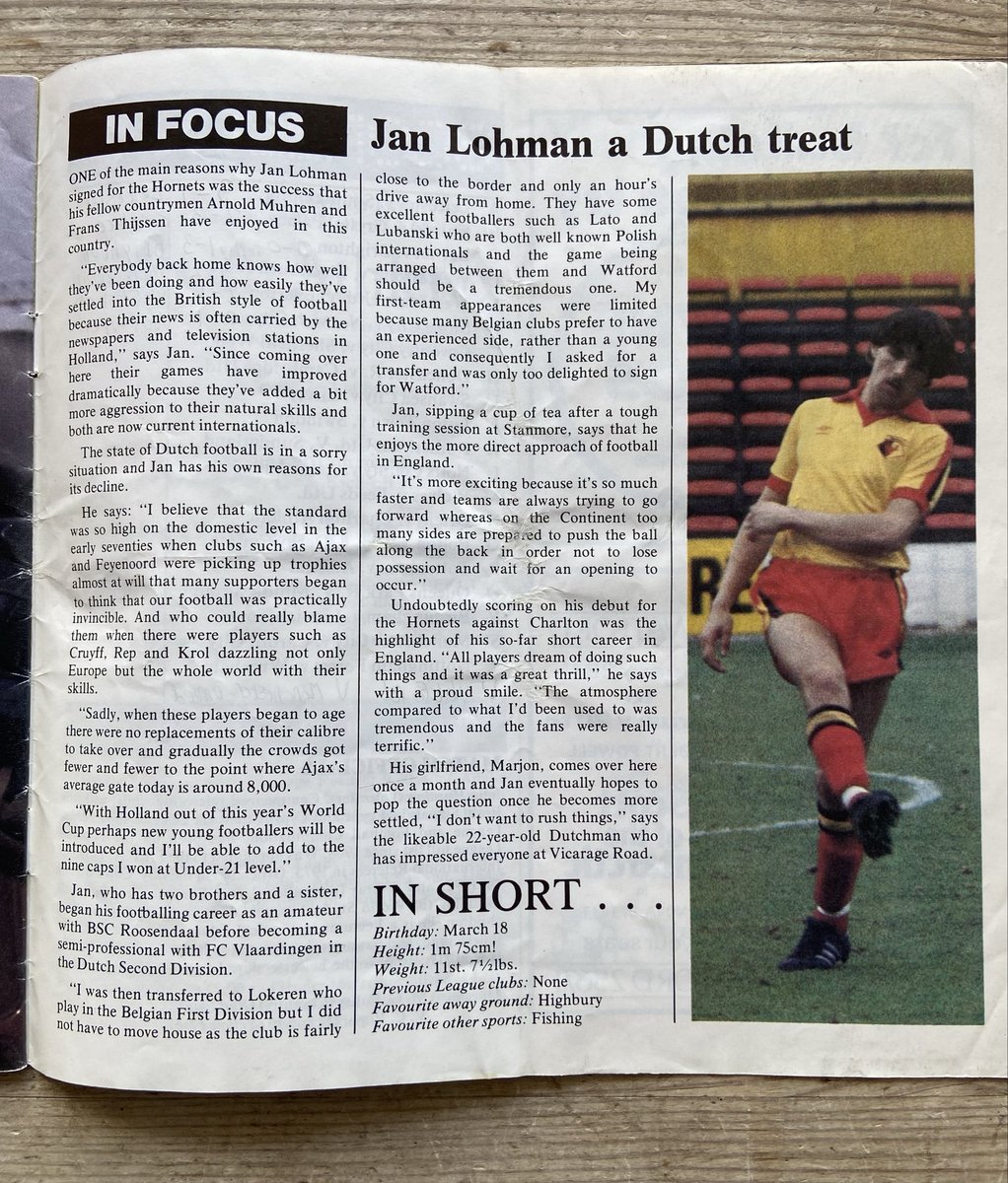 ggoford's tweet photo. Today’s #footballflashback my programme from @WatfordFC v @ManUtd #FACup 3rd round ‘shock’ in January 1982. Great memories, noisy Vicarage Road and Jan Lohman providing the winner via a John Gidman deflection. Watched it again that night on MOTD! https://t.co/9YbDb8uexh