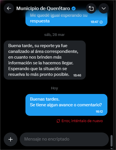 Jeiva85's tweet photo. @qromunicipio @FeliFerMacias @gobqro @pcmqro @AlertaQro @ADQueretaro @spublicosqro Ya tampoco por msg se puede saber información?
@qromunicipio @FeliFerMacias 
Tenemos mas de 1 año y medio pidiendo arreglen este tramo y solo han sido largas.
Q se necesita? una manifestación como lo que se hizo en peña flor y nos atiendan? https://t.co/8ZEX2vYv3K