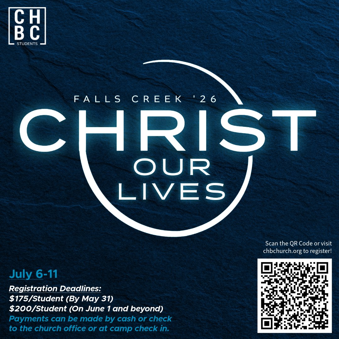 chbcokcstudents's tweet photo. Falls Creek 2026 is July 6-11! Registration is now open! Register early to save on the cost of camp. The cost is $175/Student if you register by May 31. The price will increase to $200/Student on June 1. Click the link below to register! 

🔗 https://t.co/94PXqAoyNp https://t.co/cXhbtn4GhA