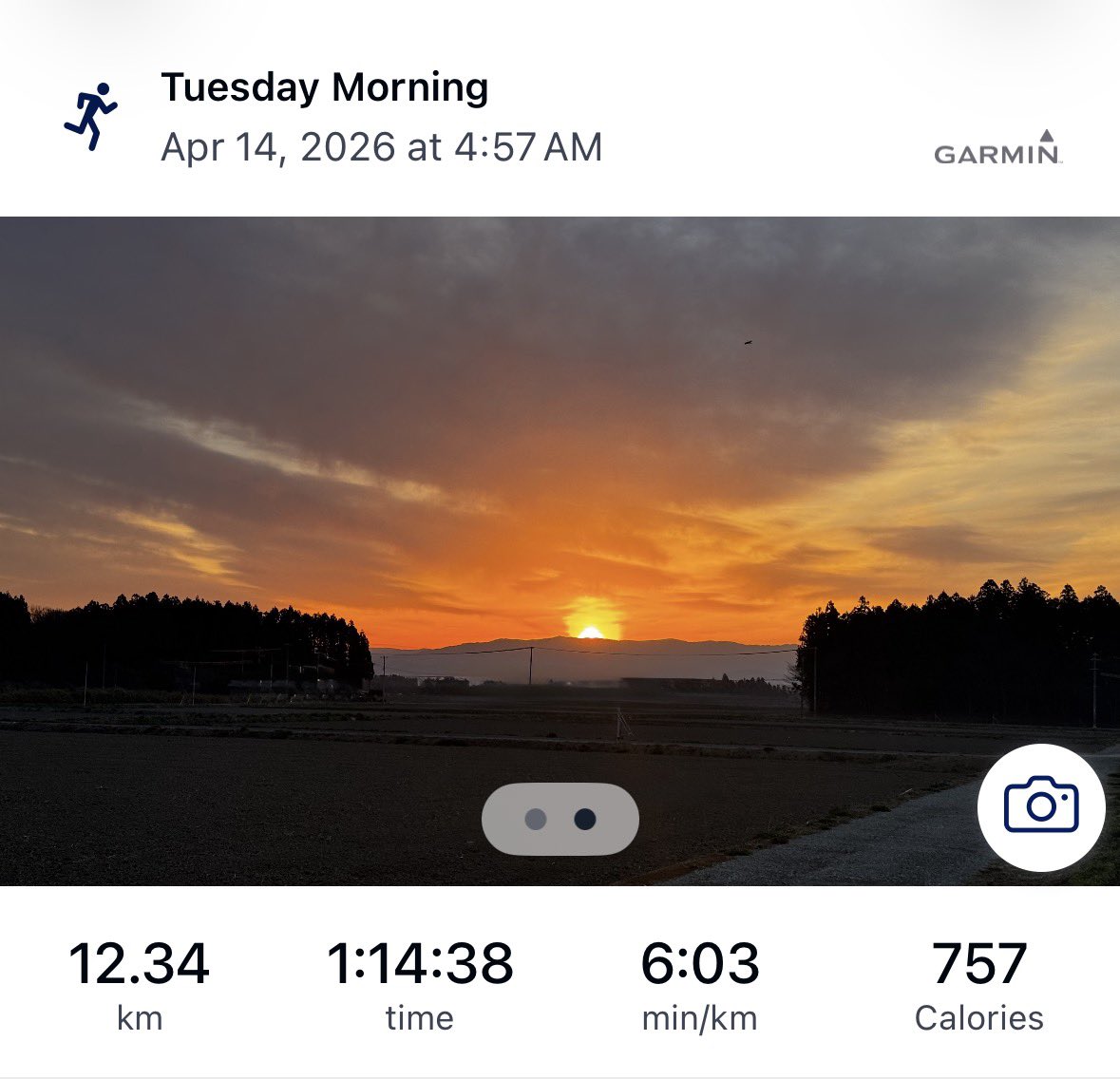 runner_eiki's tweet photo. 昨日は休足👣、からの...
今朝は 夜明け前🌄スタート 気温5℃ 湿度76%の中、朝ラン12.34km♪
軽量シューズで、おまかせEペースジョグ🏃💦+WS200m×3本💨
NEW✨Gear⌚️をシェイクダウン😊
#Garmin #Forerunner970
#HokaOneOne #Rincon4 👟
#朝ラン #ランニング
#走れることに感謝
#RunToFeel https://t.co/35pZIVZQB1