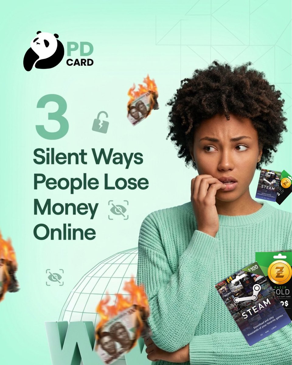PDGiftcard's tweet image. Don’t let scammers chop your hard-earned money! 🛑💸

Here are 3 silent ways you might be losing money trading gift cards:

Protect your funds today! 👇
📱 Download PD Card on App Store/Google Play

#PDCARD #tradegiftcard #giftcard #nigeria