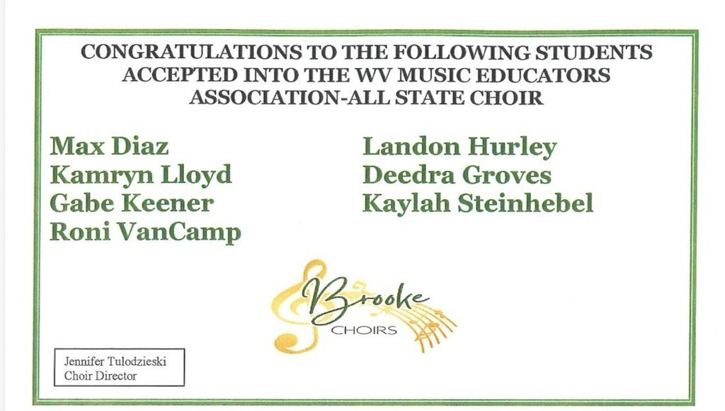 BrookeCounty's tweet photo. An incredible honor at tonight’s BCS Board meeting as we celebrated students accepted into the WV Music Educators Association All-State Choir. Way to represent Brooke County! https://t.co/YQuk4F7xUa