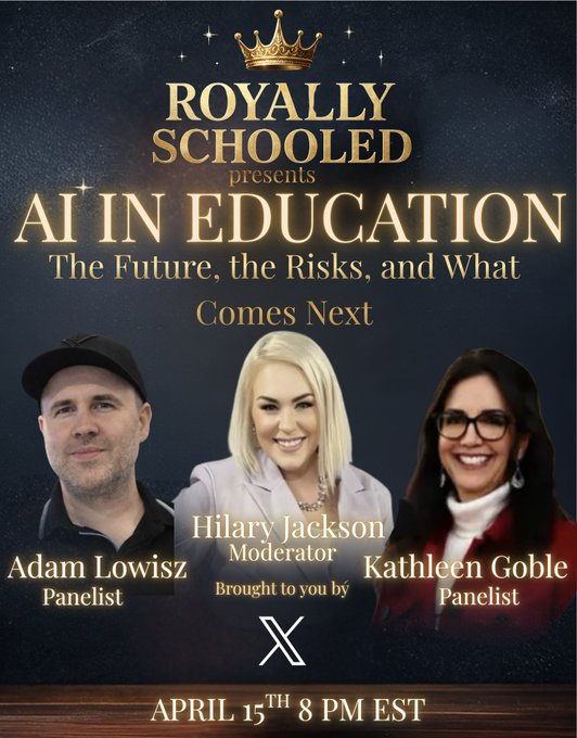 WHAT ARE YOU DOING THIS WED EVENING (Apr 15th)?
Interested in, nervous about having AI in education?
What are the safety checks you want to see in such?
How should it be managed? Who should be overlooking it all? How to correct erroneous output? How to find original source