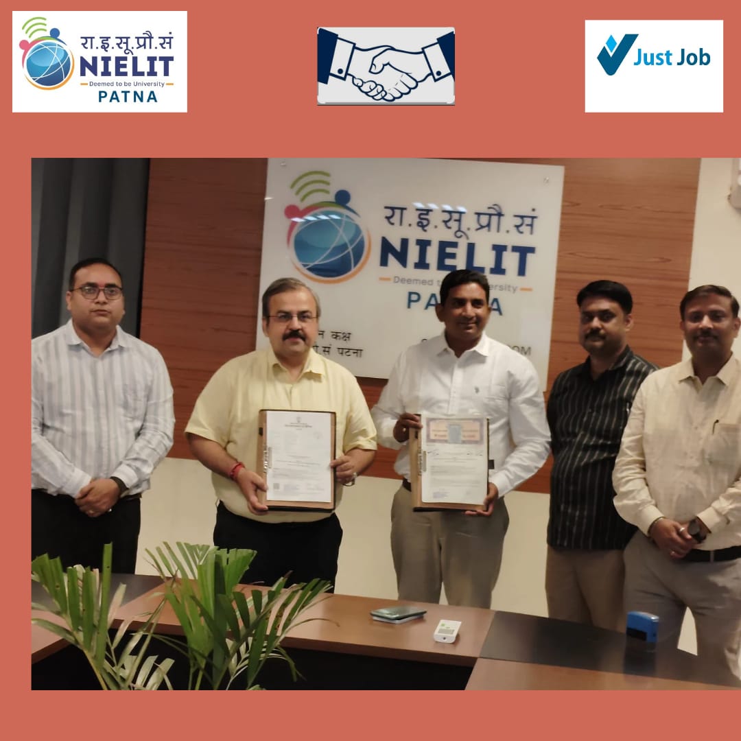NIELIT Patna Joins Hands with Just Job to Boost Placement Opportunities. 

April 13, 2026: To strengthen placement opportunities for students, NIELIT Patna joined hands with Just Job through a strategic collaboration aimed at enhancing employability and career growth
<a href="/NIELITIndia/">NIELIT</a>