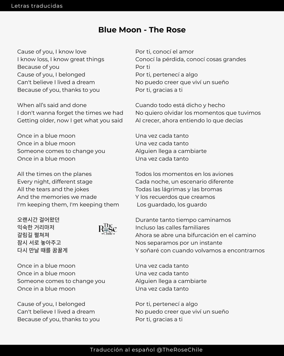 TheRoseChile's tweet photo. [Letras] BlueMoon por The Rose, letra y traducción.

Recuerda hacer streaming a la canción por los canales oficiales de The Rose!
https://t.co/1PKD9nALbV

@TheRose_0803 #TheRose #Bluemoontherose #therosebluemoon https://t.co/YZQBwxa3Ei