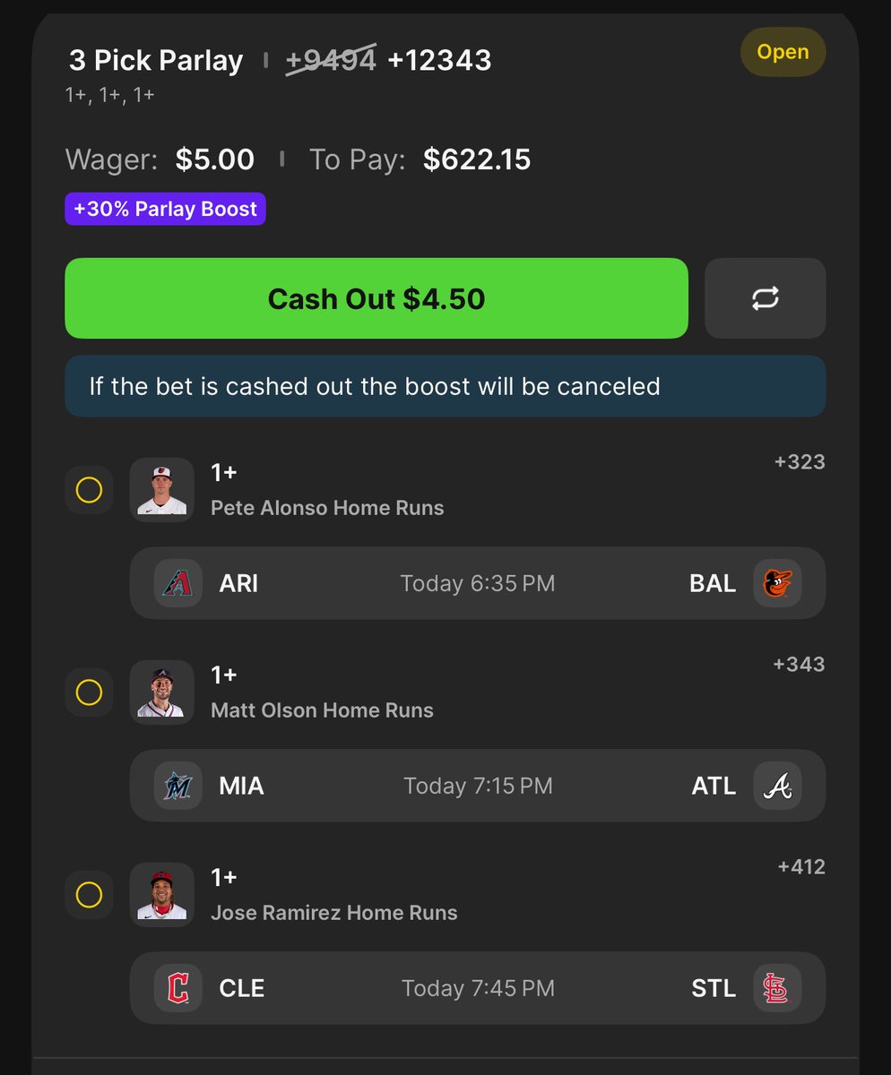 3 leg homerun parlay + RRx2 ✌🏼