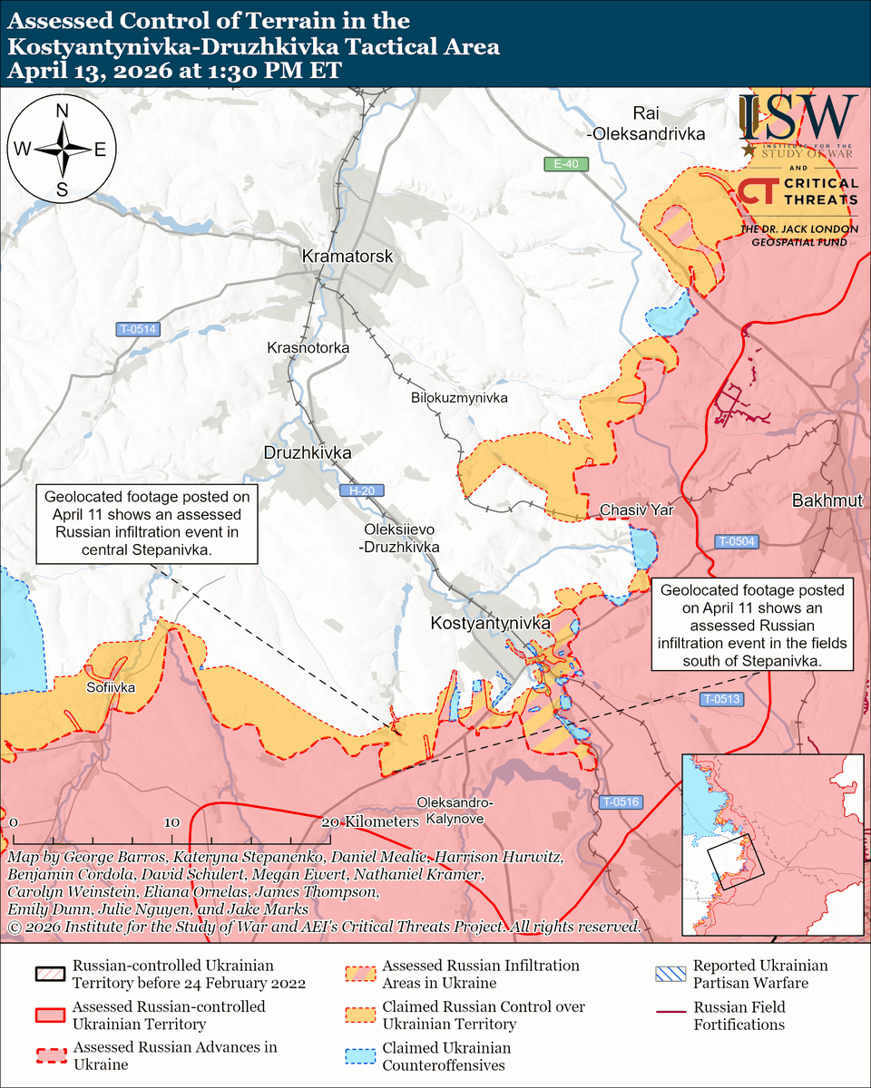 TheStudyofWar's tweet photo. NEW: The Kremlin is downplaying Viktor Orban’s election defeat as Russia loses a key European ally.

Other Key Takeaways:

An open-source analysis of Russian contract recruitment reports that Russian recruitment continues to decline as battlefield casualties rise, consistent with other indicators of Russian recruiting and manpower challenges that ISW has observed.

Russian and Ukrainian officials issued competing Orthodox Easter ceasefire violation accusations, demonstrating the challenges of implementing a sustainable ceasefire without clearly defined terms, monitoring mechanisms, and dispute resolution mechanisms.

Kremlin officials may be continuing to set rhetorical conditions to engage in operations in the airspace of Finland and the Baltic states.

Ukrainian forces recently advanced in the Slovyansk direction. Russian forces recently advanced in the Oleksandrivka direction.    

Ukrainian forces may have continued their long-range strike campaign against Russian defense industrial infrastructure. Russian forces launched 98 drones against Ukraine.