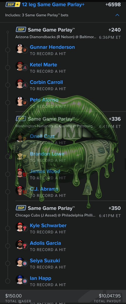 Ladi_Mayhem's tweet image. I just cooked this up. IYKYK have ya notifications on. ..... lets eattttt

account.sportsbook.fanduel.com/sportsbook/add…

#MLB #SportsBetting #Parlay #HomeRun #SportsBetting #GamblingTwitter #MLBPicks #SportsPicks #BettingCommunity