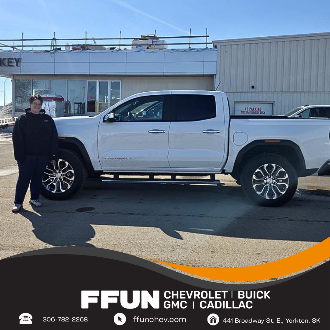 ffunchev's tweet image. Big congratulations, Leigha! 🎉🚙
Coming in from Grandview and leaving in style with a brand new 2026 GMC Canyon Denali 😍🔥

Thank you so much for your business from everyone at FFUN Chev — enjoy the ride! 🙌

#FFUNChev #GMCCanyon #Denali #NewRide #Truck #Yorkton #Sask