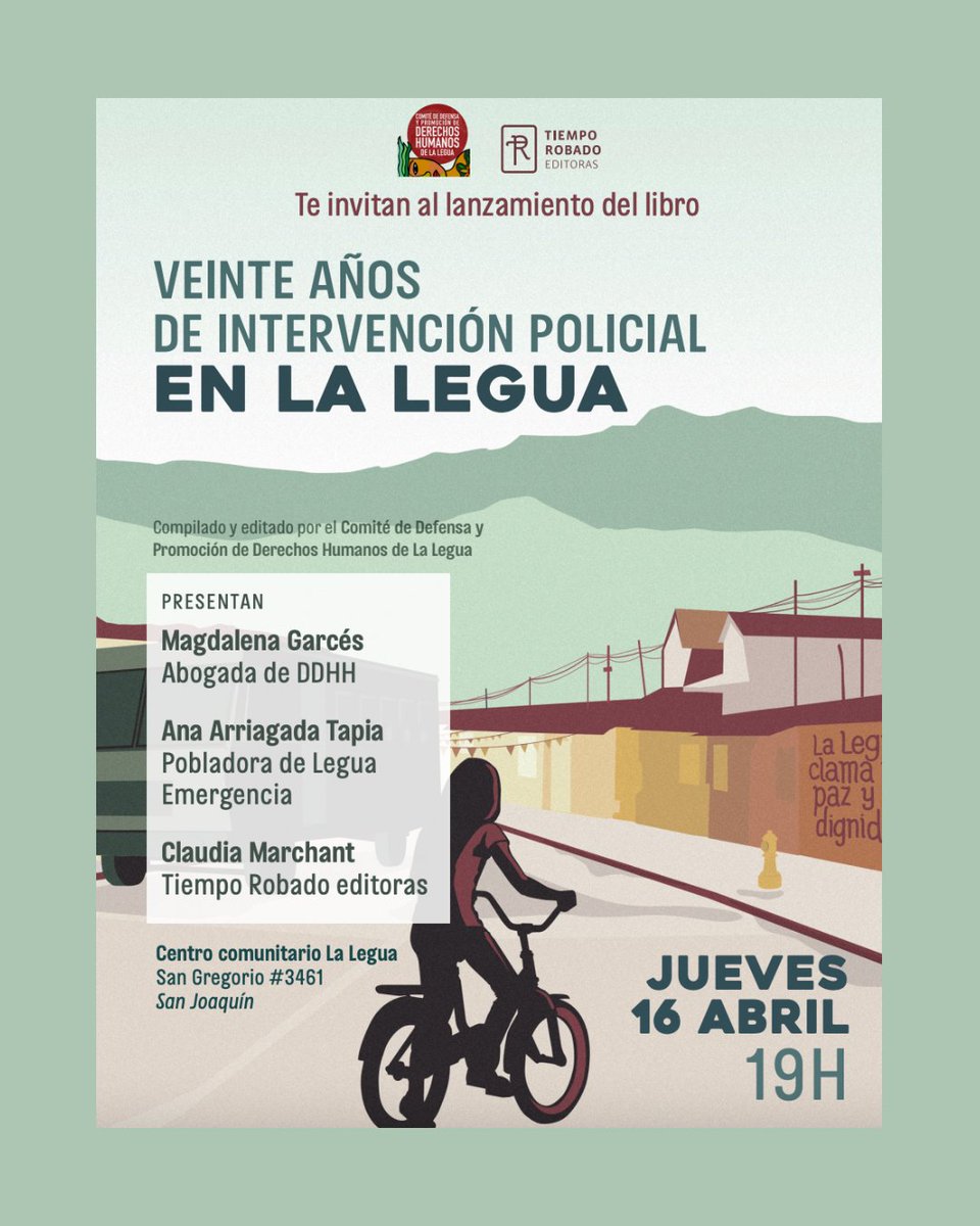 TEditoras's tweet photo. El libro "Veinte años de intervención policial en La Legua" ya está disponible en librerías y en nuestro sitio web.
Este jueves nos reuniremos en el Centro comunitario de La Legua para el lanzamiento del libro, y en la primera imagen puedes ver un extracto de su prólogo. https://t.co/H3DASroupL