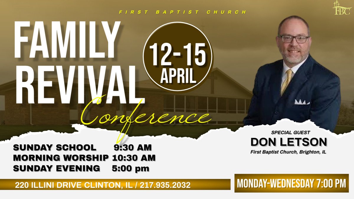 We will see you tonight at 7:00pm! Don’t miss out on what God has for you and your family. See you there! 
#wearefbcclinton