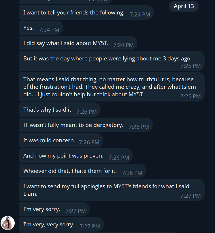 Liamsheeps's tweet image. MOTM`s Boyfriend (who is still my friend) talked to me.

And he said this is what Motm said:

No I wont be friends with him.