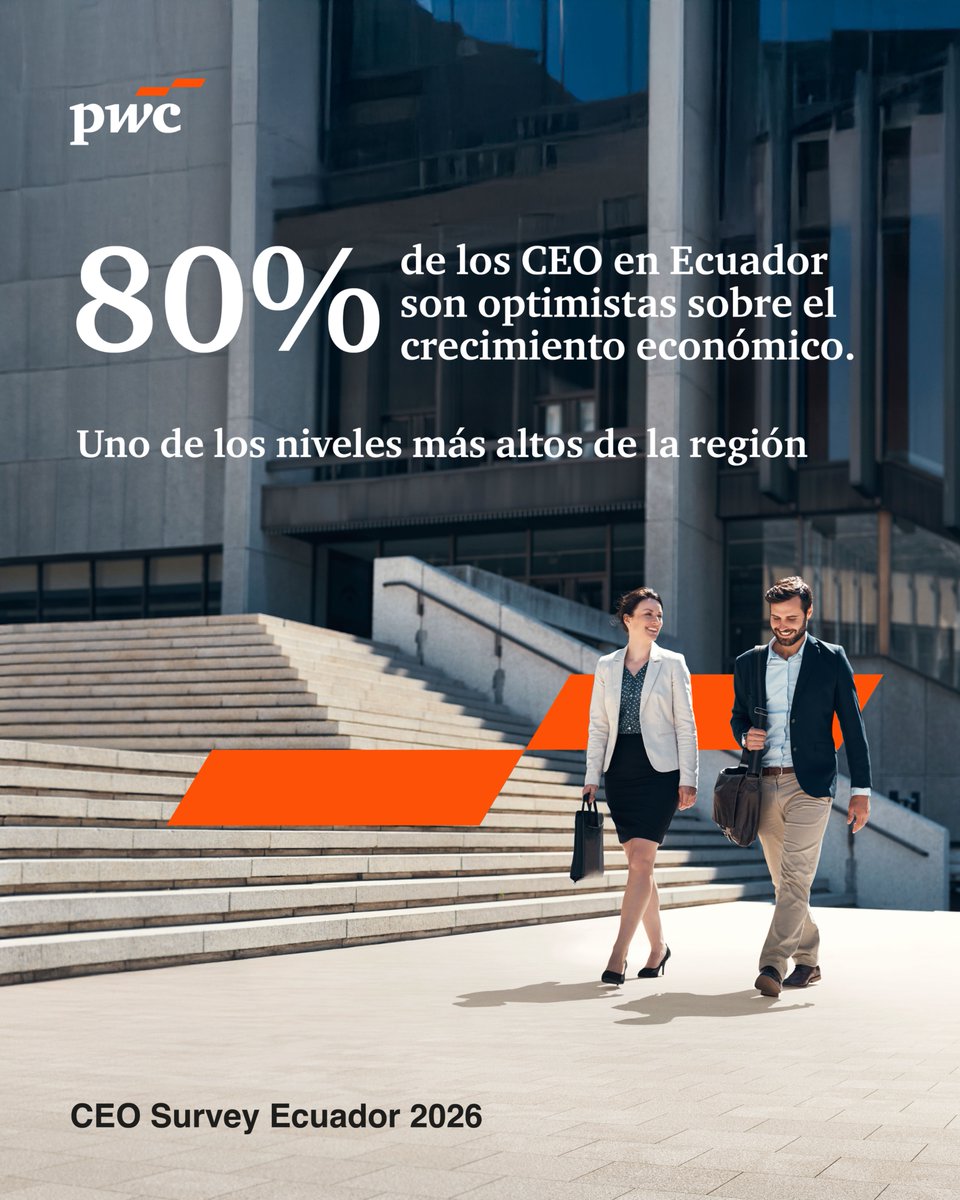 En un entorno global incierto, Ecuador destaca: 80% de CEOs mantiene una visión optimista sobre el crecimiento.
Esta confianza impulsa expansión, exportaciones y nuevas oportunidades.
Conoce más: pwc.ec/es/assets/Ecua…
#CEOSurvey #PwCEcuador