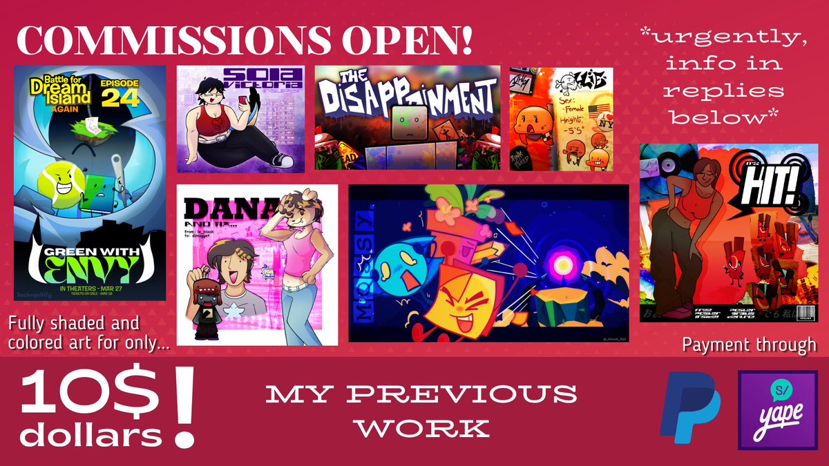 OPENING COMMISSIONS!

Finally committing to this after some unforseen circumstances (more below) so I'm opening 5 spots for now cuz I'm also busy with university.
For any questions, consult in dms.
