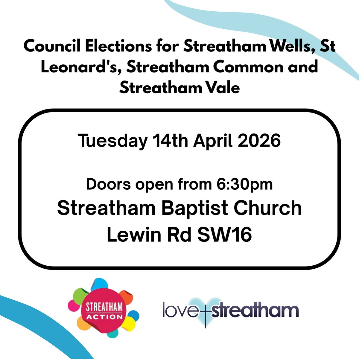 stmargarethub's tweet photo. Come and meet and find out more from your local candidates and discuss issues that matter to you! Tuesday 14th April. Doors from 6:30pm at Streatham Baptist  Church SW16. 
#streatham #localelections https://t.co/GcjnOUBhtp