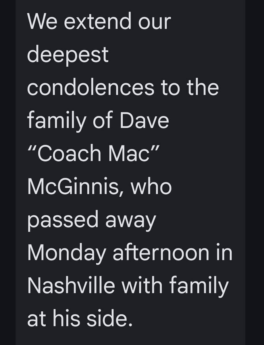 TDavenport_NFL's tweet image. #Titans confirm the passing of coach Dave McGinnis aka "Coach Mac. Such a tremendous loss. Coach Mac was a good man.