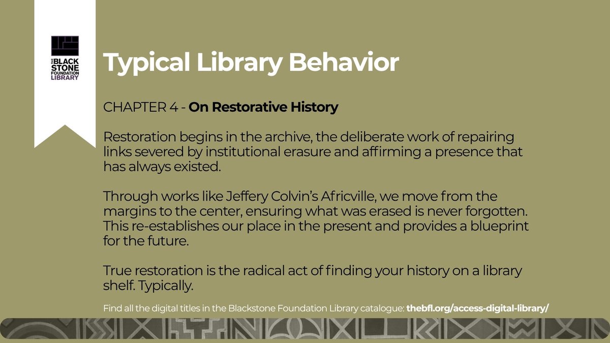 BlackStnLibrary's tweet photo. Through works like Jeffery Colvin’s Africville, we move from the margins to the center, ensuring what was erased is never forgotten. This re-establishes our place in the present and provides a blueprint for the future. https://t.co/86CGZKcO0n