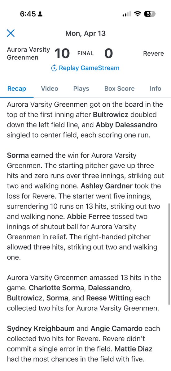 Aurora Softball tweet media