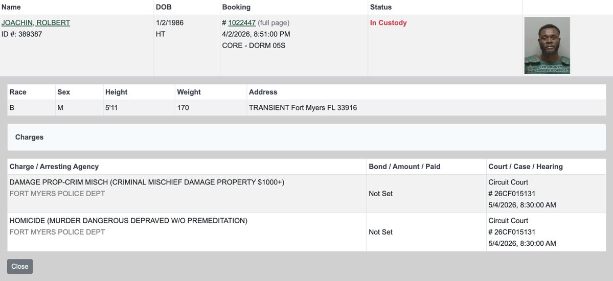 BorderHawkNews's tweet image. This headline is blatantly false. 

Haitian illegal Rolbert Joachin has not been deported. He remains in custody at Lee County Jail and is due back in court on May 4.