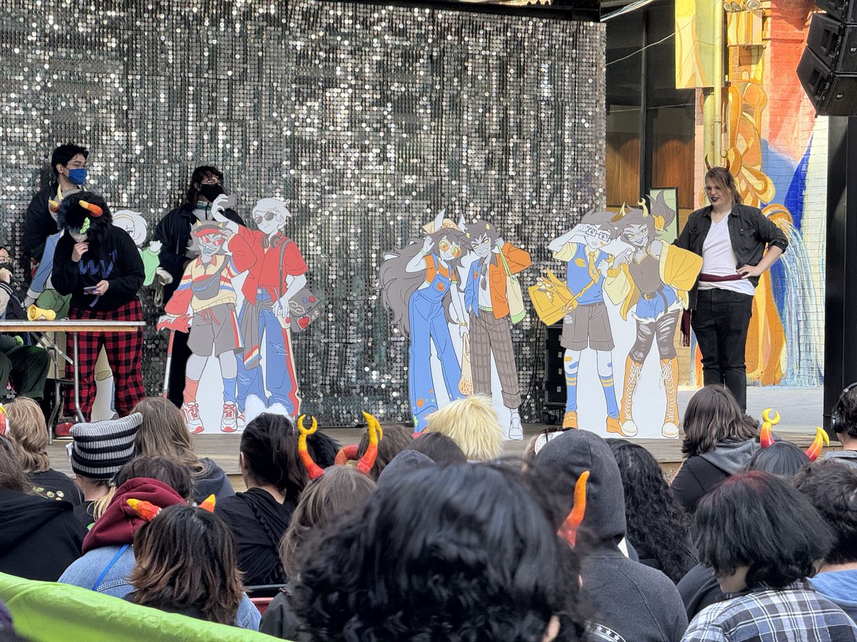 homestuck's tweet image. Happy 4/13! It's been an incredible year, and capping it off with #NYCstuck this weekend was amazing.  Over the next week, we'll be posting cosplays, pics from the event, scans of all the incredible art drawn by attendees, and more. From Homestuck and @furthest0studio, thank you!