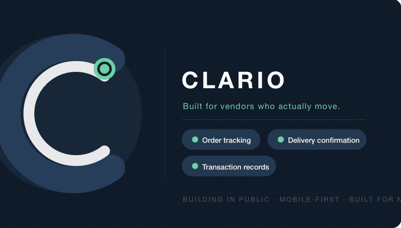 Clario_HQ's tweet photo. Vendors in Nigeria manage serious order volume on WhatsApp, notebook, phone call &amp; memory

When something slips, it costs them.

Clario is being built to fix that.
Order tracking, Delivery confirmation, Transaction records.

Designed for how vendors actually work
Built for you🫵 https://t.co/bgnIosnrMK
