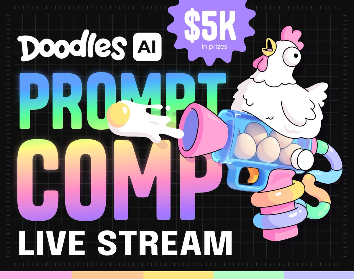 doodlifts's tweet photo. Prompt Comp Live Stream:

What: $5,000 in prizes
When: April 14th 10am EST
Where: Live on @X

@zkpawky and @doodlifts will be checking out entries LIVE! https://t.co/wMiQc1r3CV