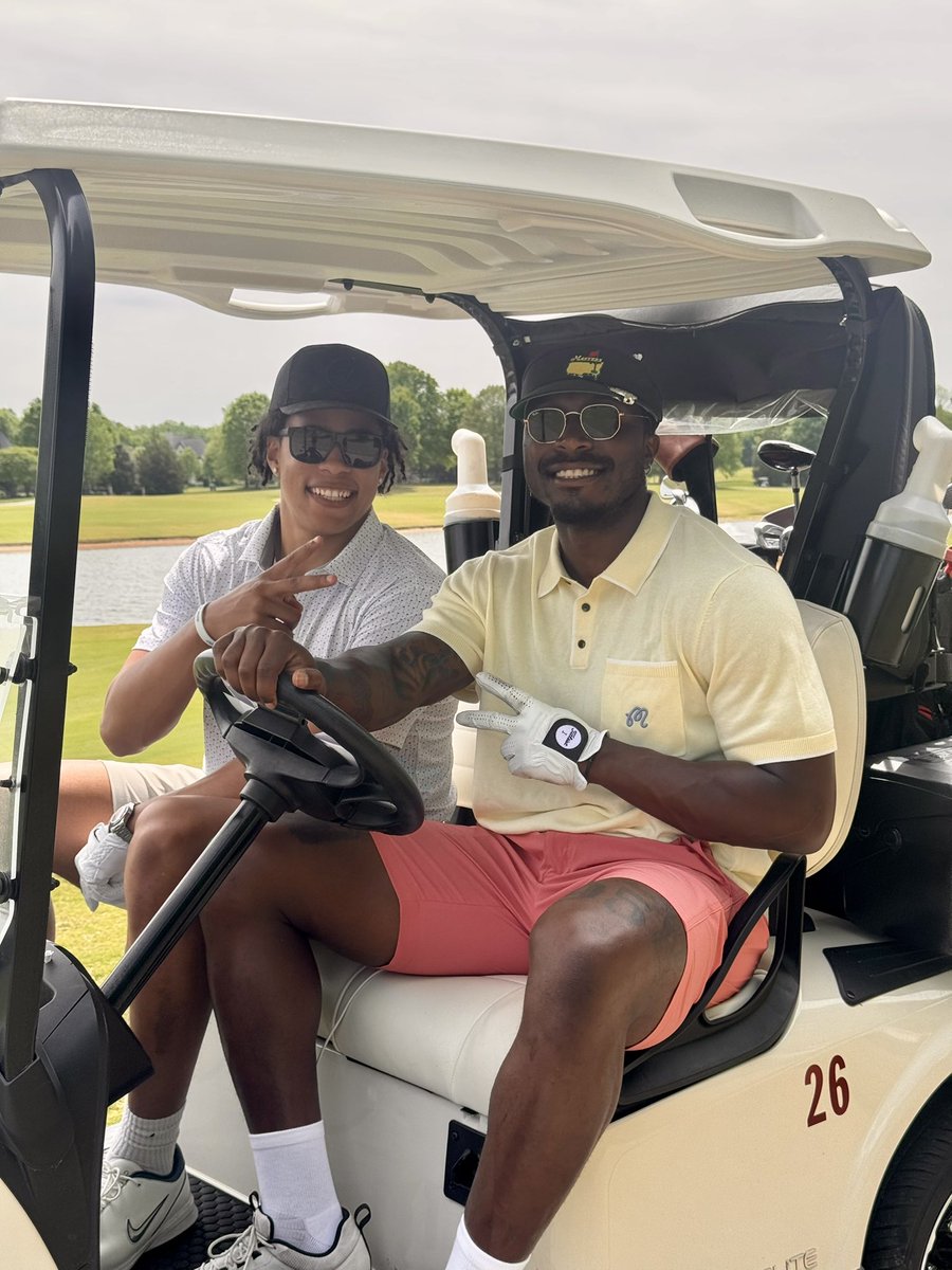 Sheena_Marie3's tweet image. #Panthers WRs Jalen Coker and David Moore came out to support teammate Nick Scott at his charity golf tournament today.