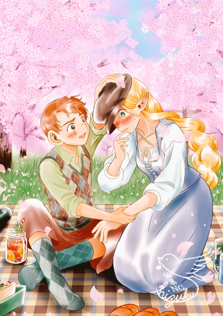 0414shizuku's tweet photo. 🌸お花見チルマル🍶
🌸『春風のKiss』🌸
「赤すぎだろ。レッドドラゴンかよ。」
「だって…今」
「ほら、これで隠しとけ。アイツらに勘ぐられる。」
ー翌日ー
「ねぇチルチャック…昨日…」
「やめろ。酒が入ってた…。覚えてねぇよ。」
「…覚えてるじゃん…」
「「……///」」
#chilmar #marchil https://t.co/K1MWFKiotv