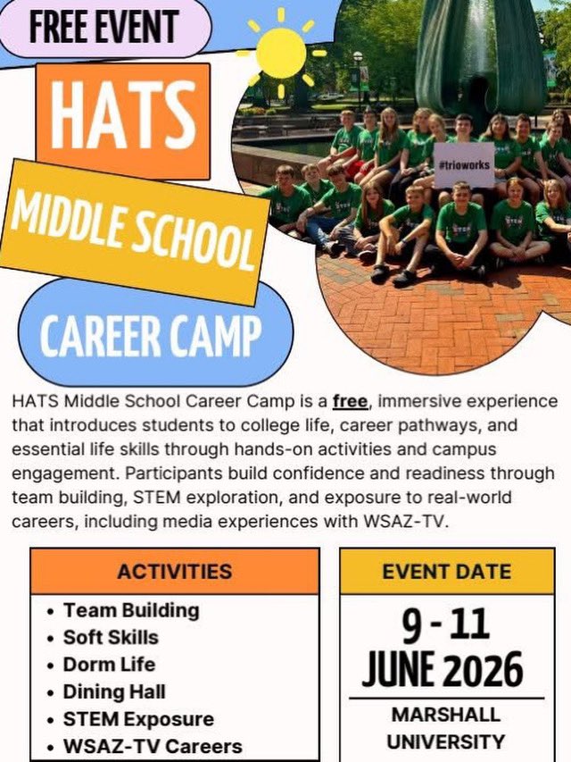MUHATSProgram's tweet photo. HATS Middle School Career Camp 

June 9-11, 2026

Link: https://t.co/naVHxz8n8g https://t.co/8Cwdf1urFH