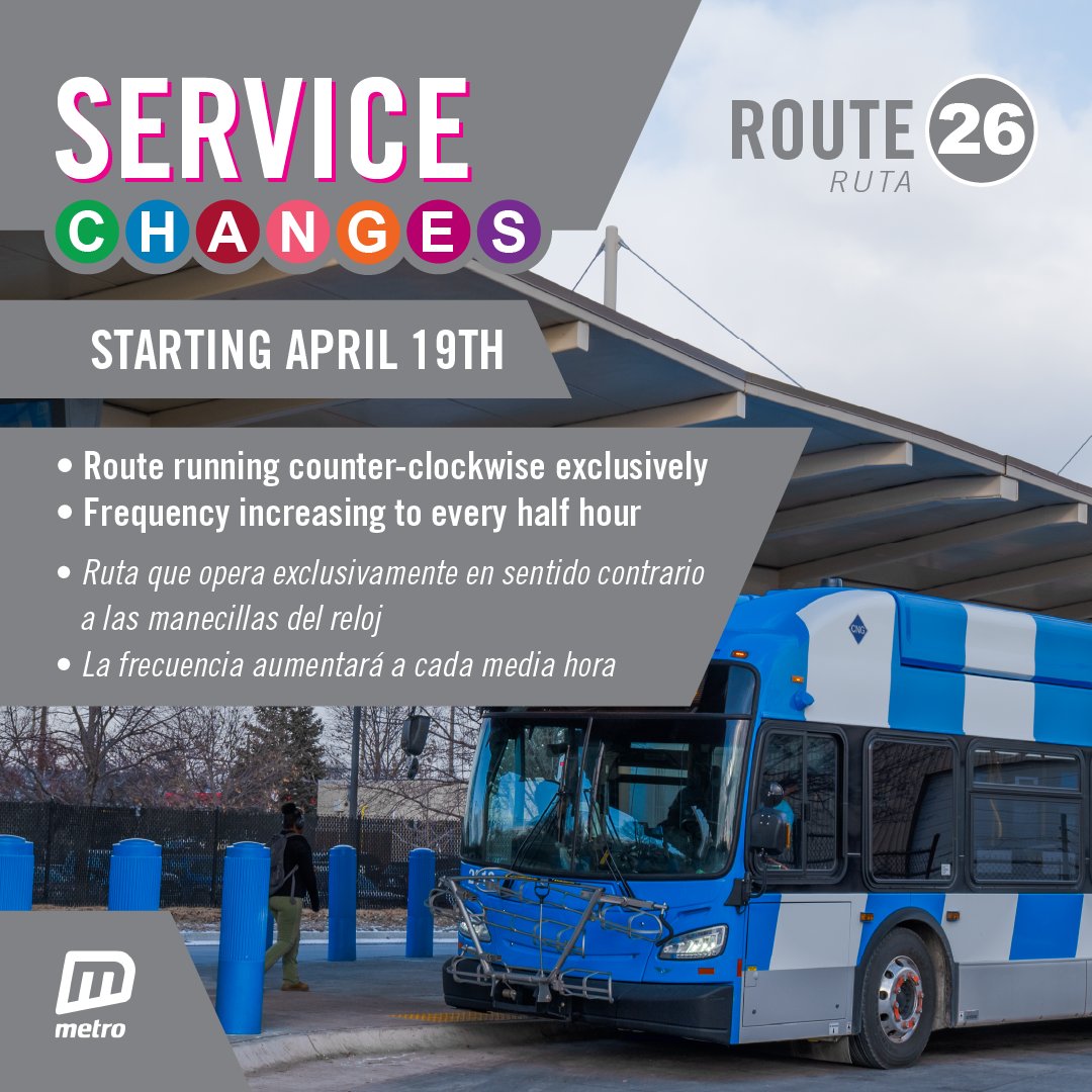 rideORBT's tweet photo. RIDER ALERT- Starting Sunday April 19
4:Frequency increase on weekday nights
11:Sunday service increases, runs later
13:15-min frequency from N. DT to MCC South
18:Takes Dodge/Douglas through DT
26:Runs counter-clockwise
30:Florence to NOTC to Aksarben
https://t.co/77FkY7bbiI https://t.co/bRKgbntH78