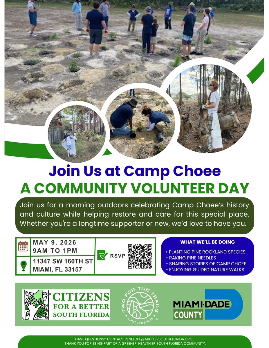 BettersouthFL's tweet image. Join us at Camp Choee 🌿
May 9 | 9AM–1PM
Planting, restoration &amp;amp; nature walks.
⚠️ RSVP required
Register://bit.ly/4cI7H9y
or scan the QR code

#environmentaleducation #buildingcommunity #dalearboles