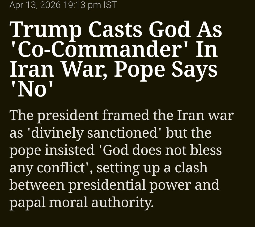 mj_santos's tweet image. #Christian #Zionists has fed so much #Rapture + Messianic heresy to @realDonaldTrump that he declares #IranWar is divinely sanctioned by #God then insults @Pontifex for not blessing it. Apparently, #Trump didn't know about the "strong delusion" (2 Thess 2:10-12) divine judgment.