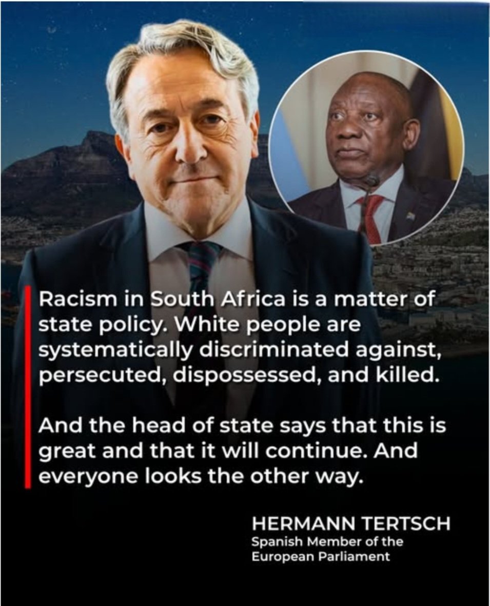 <a href="/elonmusk/">Elon Musk</a> State policy. Not ‘isolated incidents.’ White South Africans are being persecuted while the government celebrates it.