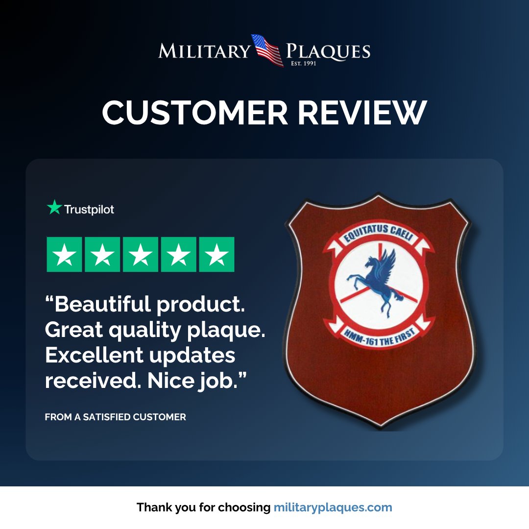 MilitaryPlaques's tweet photo. We appreciate the 5-star review and your confidence in our craftsmanship—it drives us to deliver quality in every piece.

Explore our shield plaques here: https://t.co/bDRQkHDPMM

#Military #Plaques #CustomerReview #TrustedCraftsmanship #SDVOSB #GSAApproved https://t.co/1hqOzxQXBJ