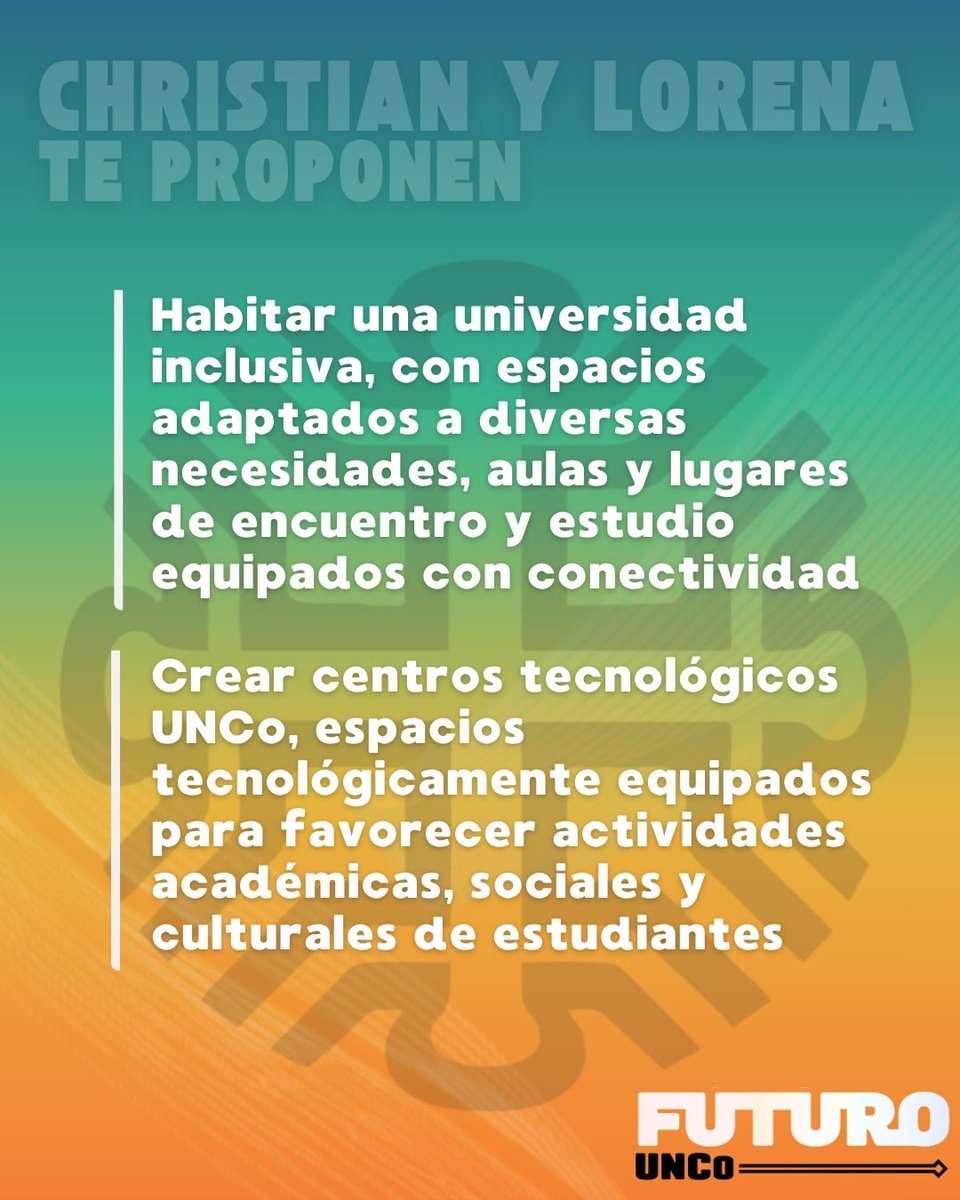 futurounco's tweet photo. Christian y Lorena te proponen acompañarte en tu trayectoria para que no cuelgues materias. Estudiantes = #FUTUROUNCO https://t.co/Lc1gbYCVmY