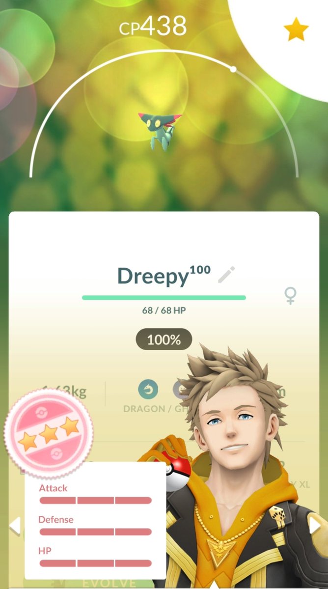 NarGaar001's tweet image. Best Buddy #46 &amp;amp; hatched a hundo Dreepy! 💯
#pokemon #pokemongo #hundo