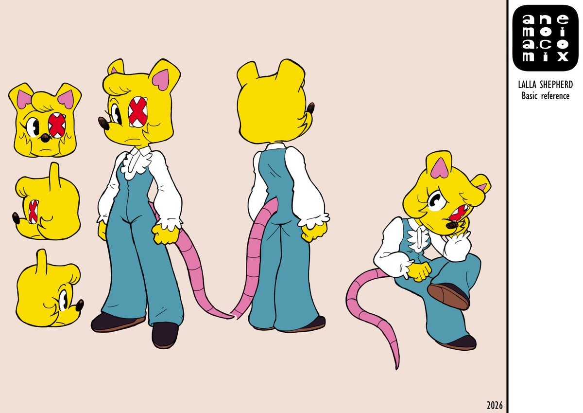 forgot to post this. it's in the artbook in a vertical format, but here's the reference model sheet for my character lalla shepherd