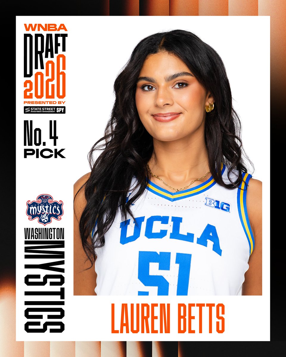 Con el pick #4 del Draft 2026 de la WNBA, Washington Mystics elige a Lauren Betts de UCLA.

#WNBADraft