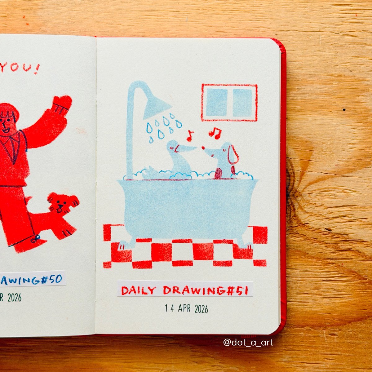 dot_a_art's tweet image. 🛁🪿🐶 #illustration #イラスト