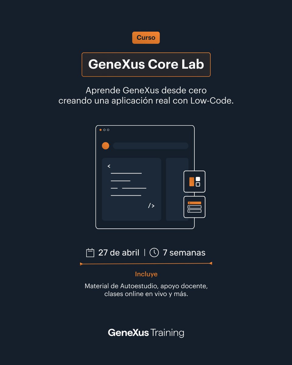GeneXus's tweet image. GeneXus Core Lab está por comenzar ⏳
Reserva tu lugar 👉 hubs.la/Q04bT8x80

📅 Inicio: 27 de abril
🌐 Online
🎓 Certificación de validez internacional

Aprende GeneXus creando una app real desde cero.

#GeneXusTraining #CursosOnline #LowCode #DevSkills #Tech
